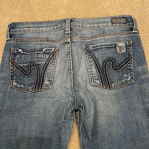 Citizens of Humanity distressed boho 111 stretch low waist bootcut, size 28